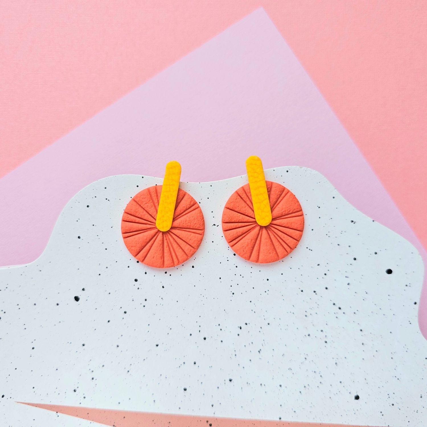 Orange and Yellow Statement Polymer Clay Earrings