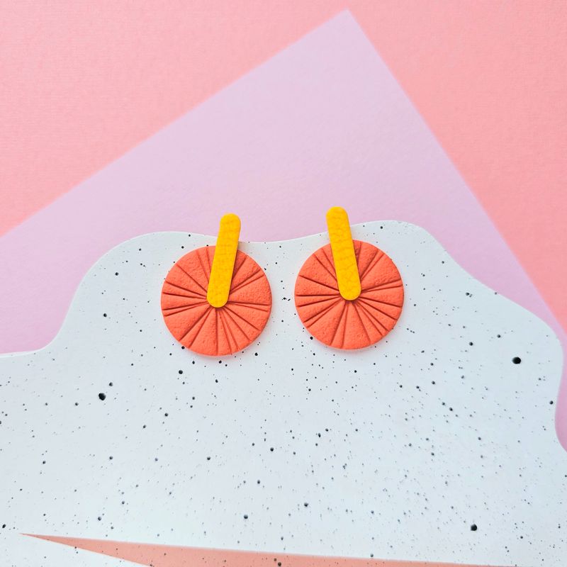 Orange and Yellow Statement Polymer Clay Earrings