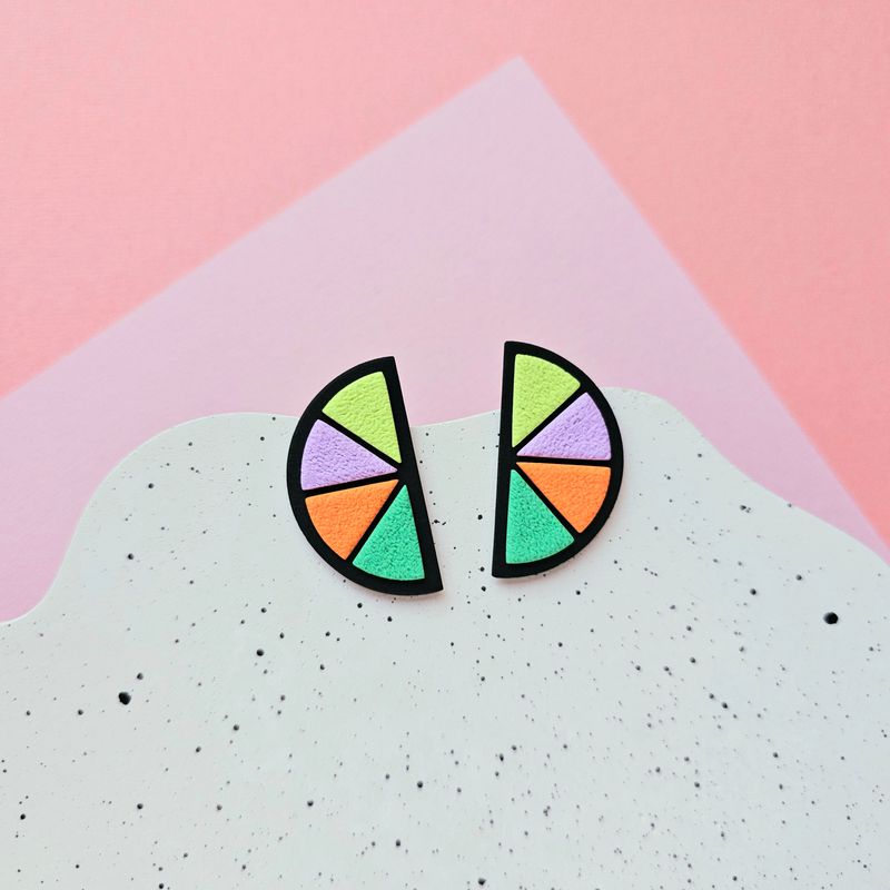 Statement Semicircle Polymer Clay Earrings