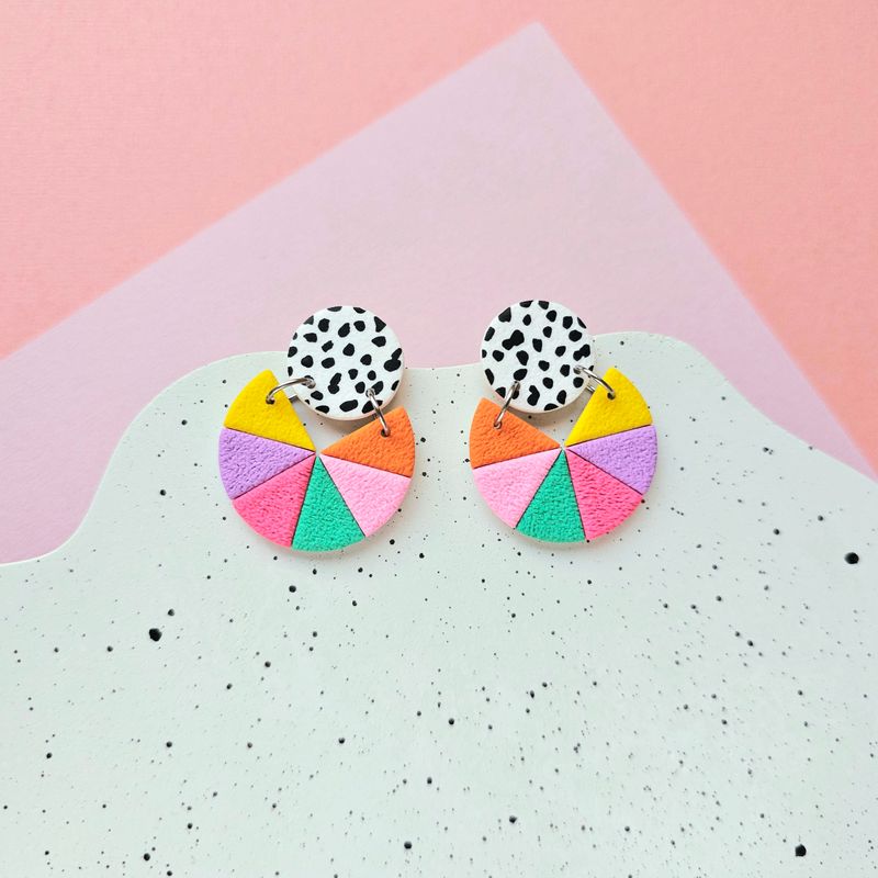 Colourful Bold Polymer Clay Earrings