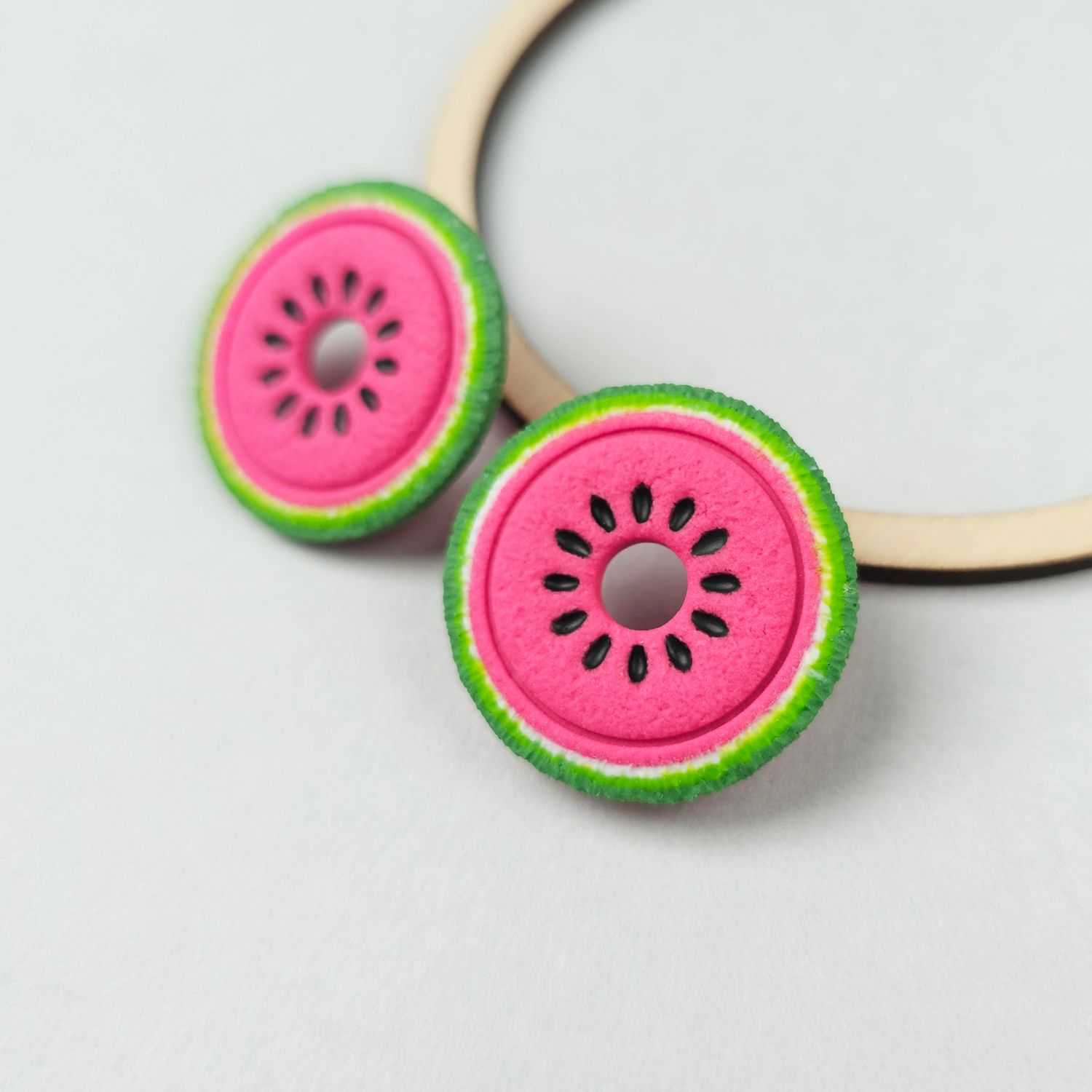 Watermelon polymer clay hoops