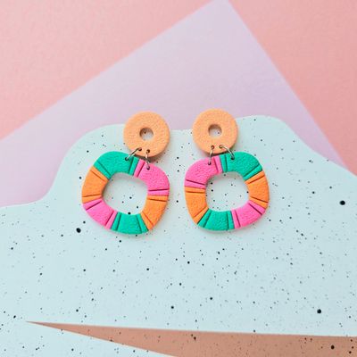 Bold Colourful Polymer Clay Earrings