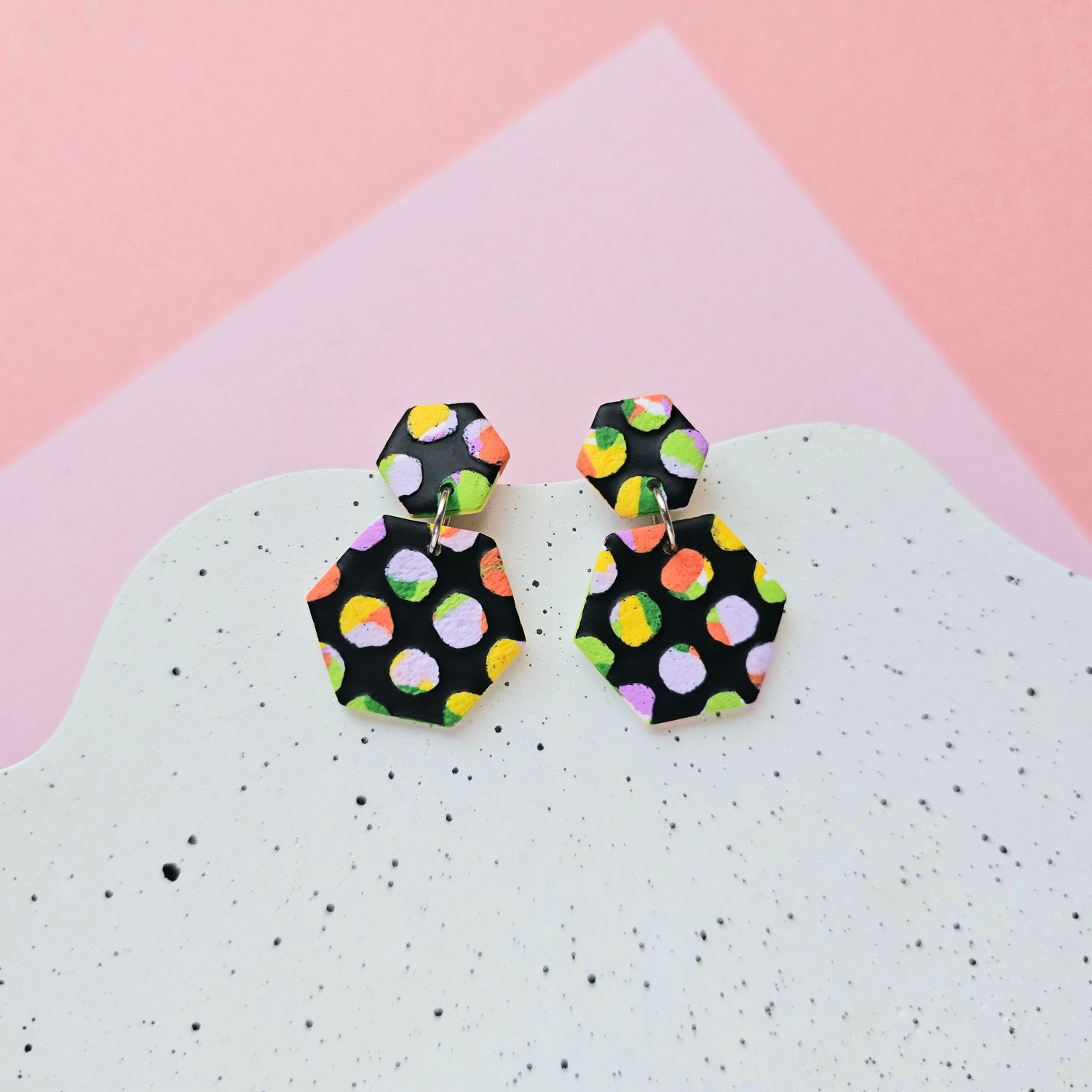 Small geometric polymer clay earrings