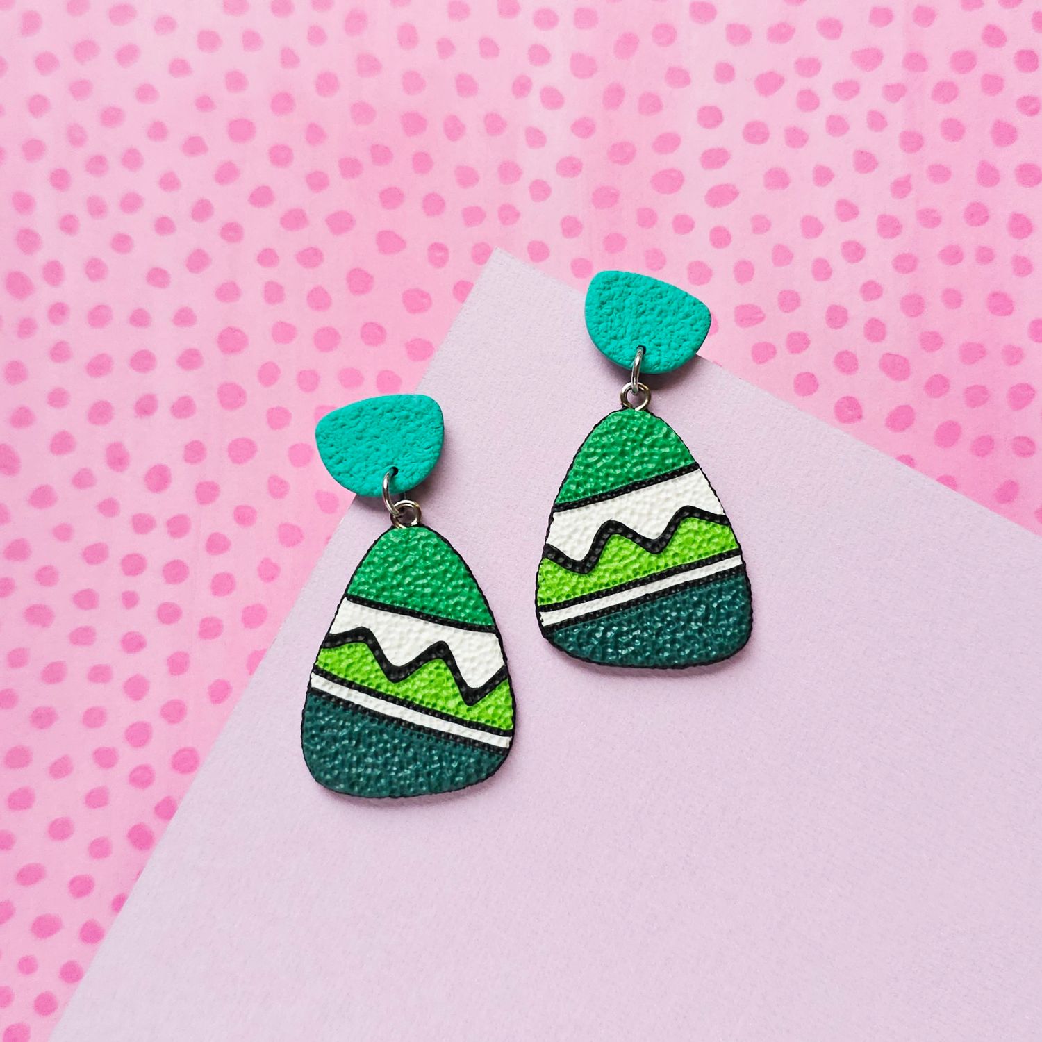 Green Statement Polymer Clay Earrings