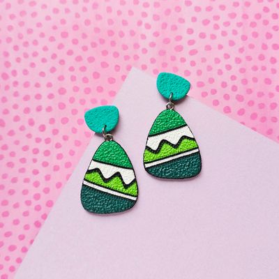 Green Statement Polymer Clay Earrings