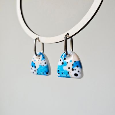 Blue Huggie Hoop Resin Earrings