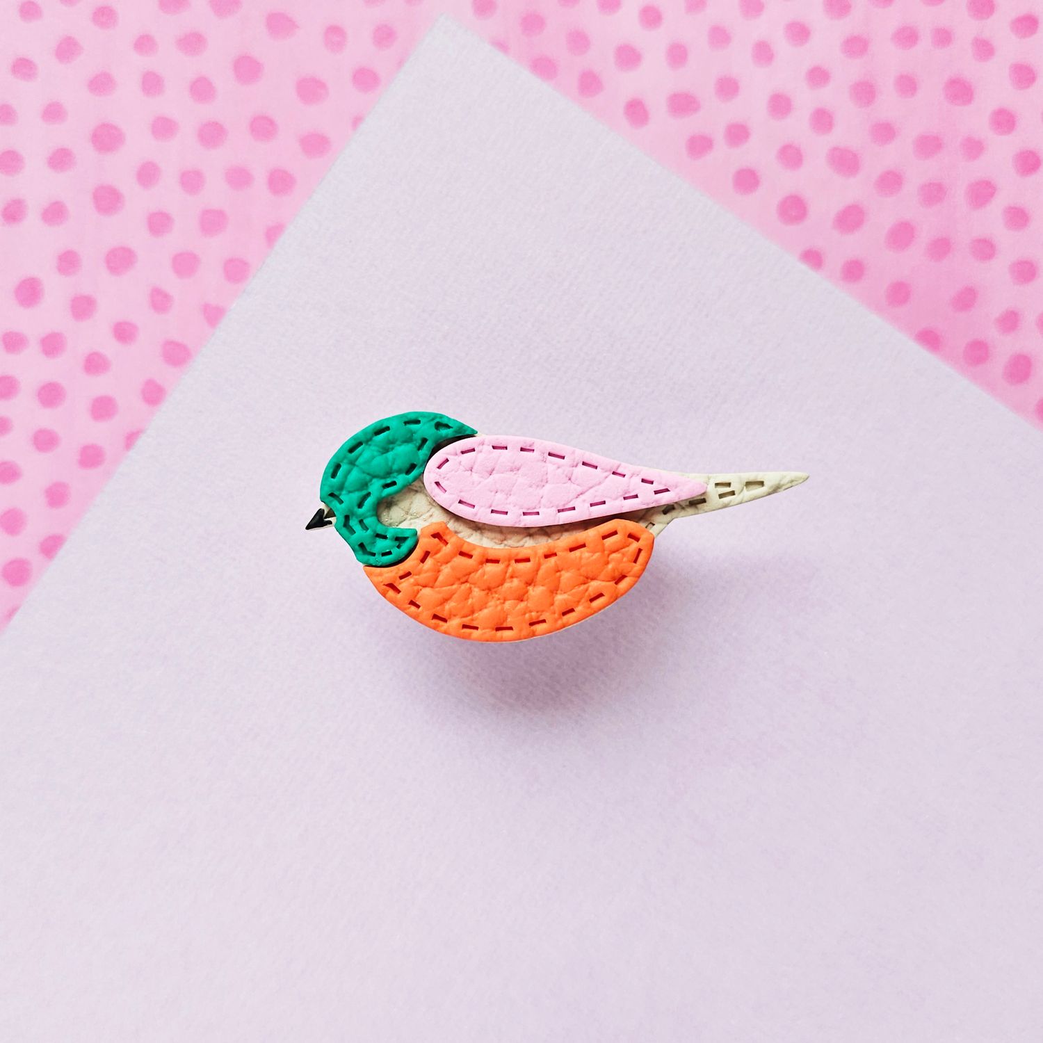 Colourful Bird Polymer Clay Brooch