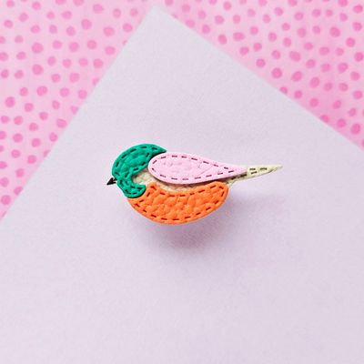 Colourful Bird Polymer Clay Brooch