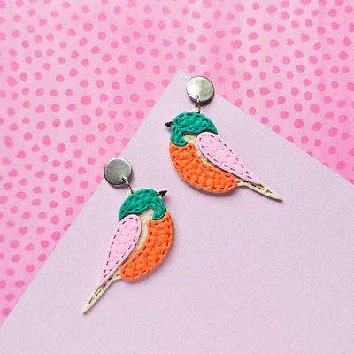 Colourful Bird Polymer Clay Earrings