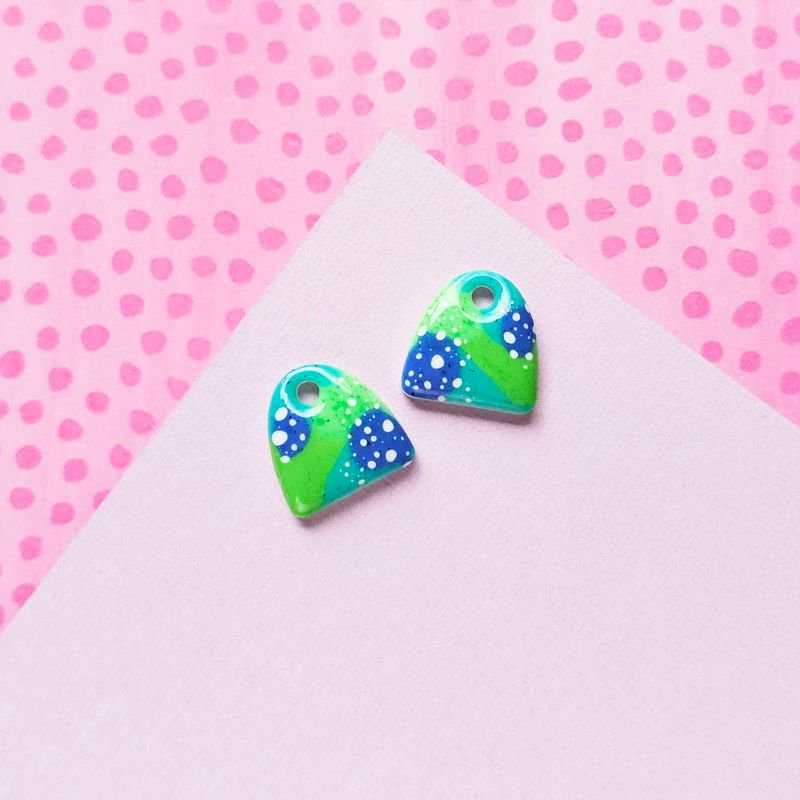 Green and Blue Charm Resin Earrings