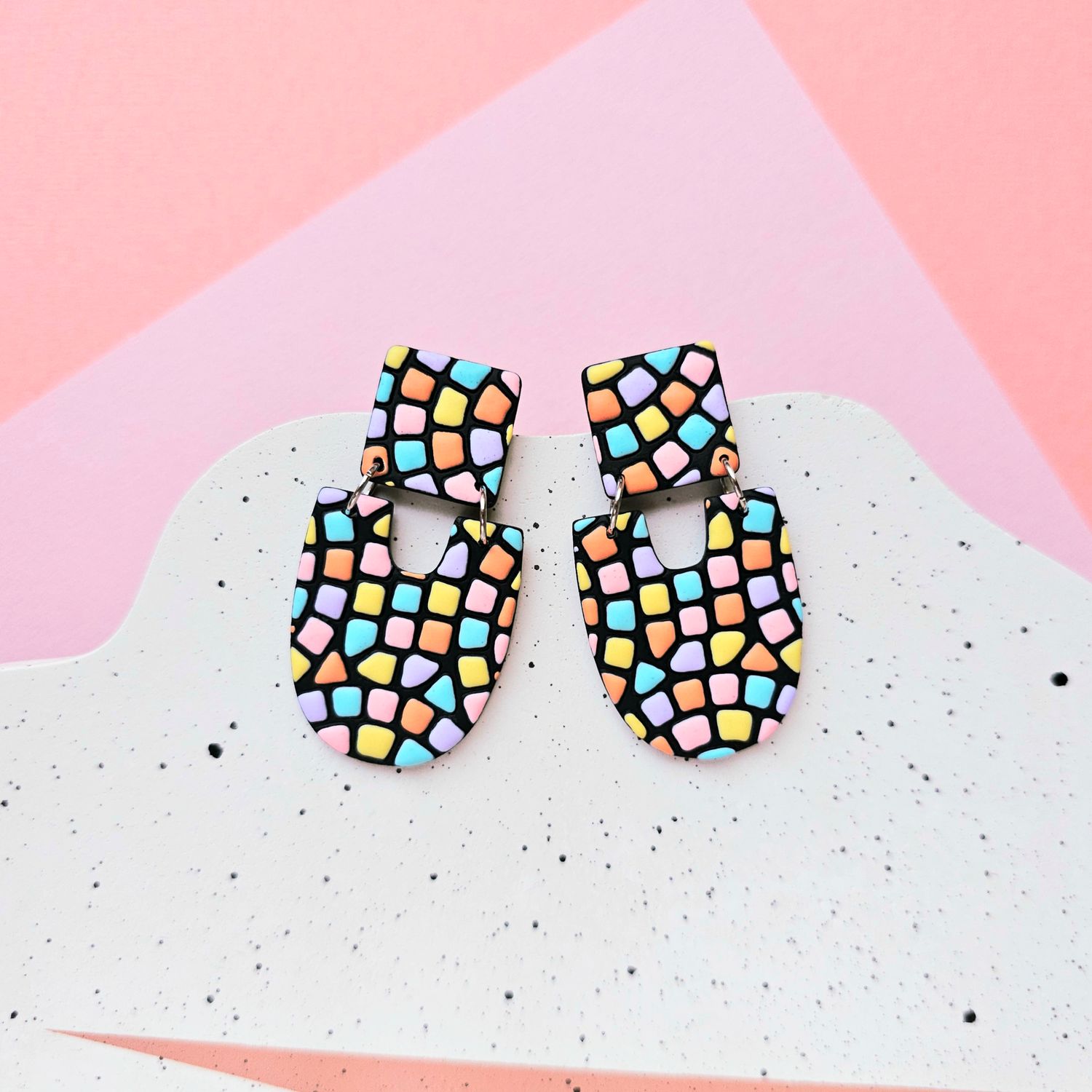 Bold Mosaic Style Statement Studs