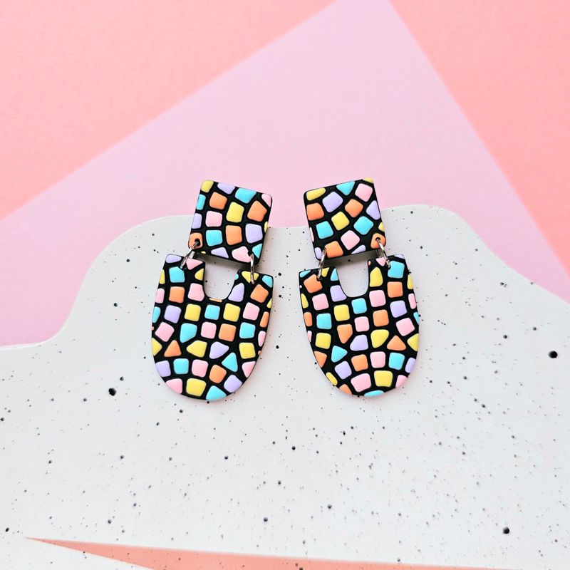 Bold Mosaic Style Statement Studs