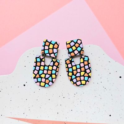 Bold Mosaic Style Statement Studs