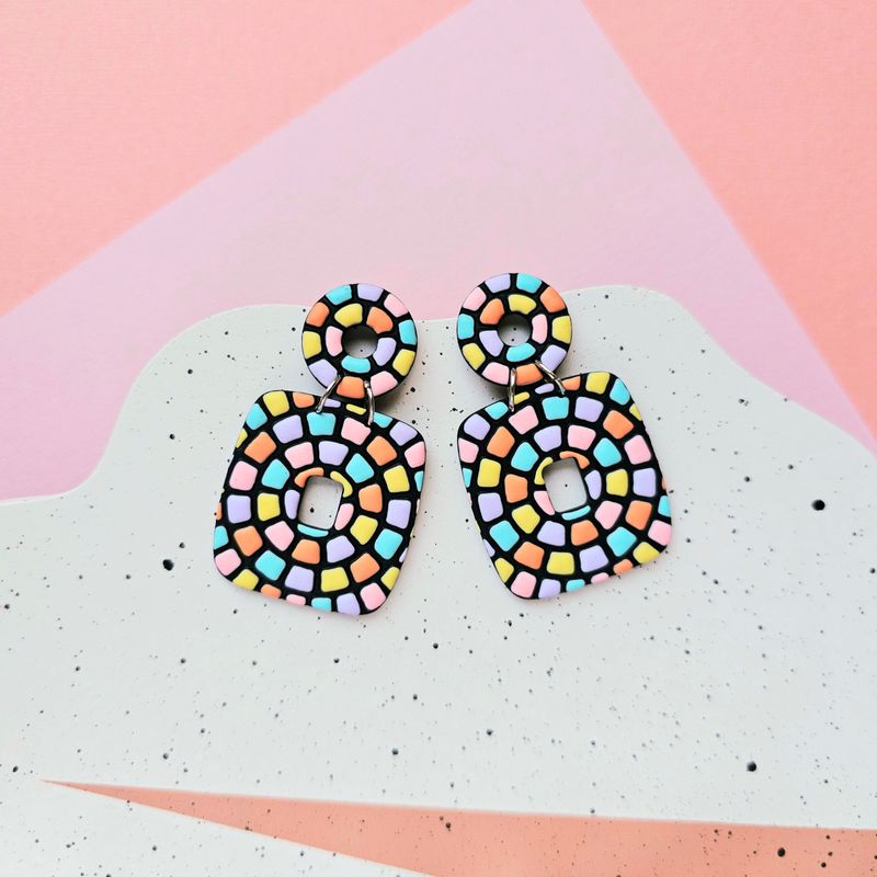 Geometric Mosaic Style Statement Studs