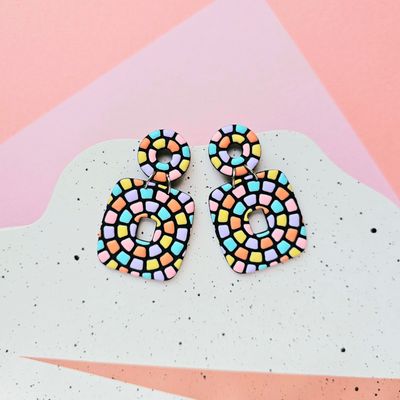 Geometric Mosaic Style Statement Studs