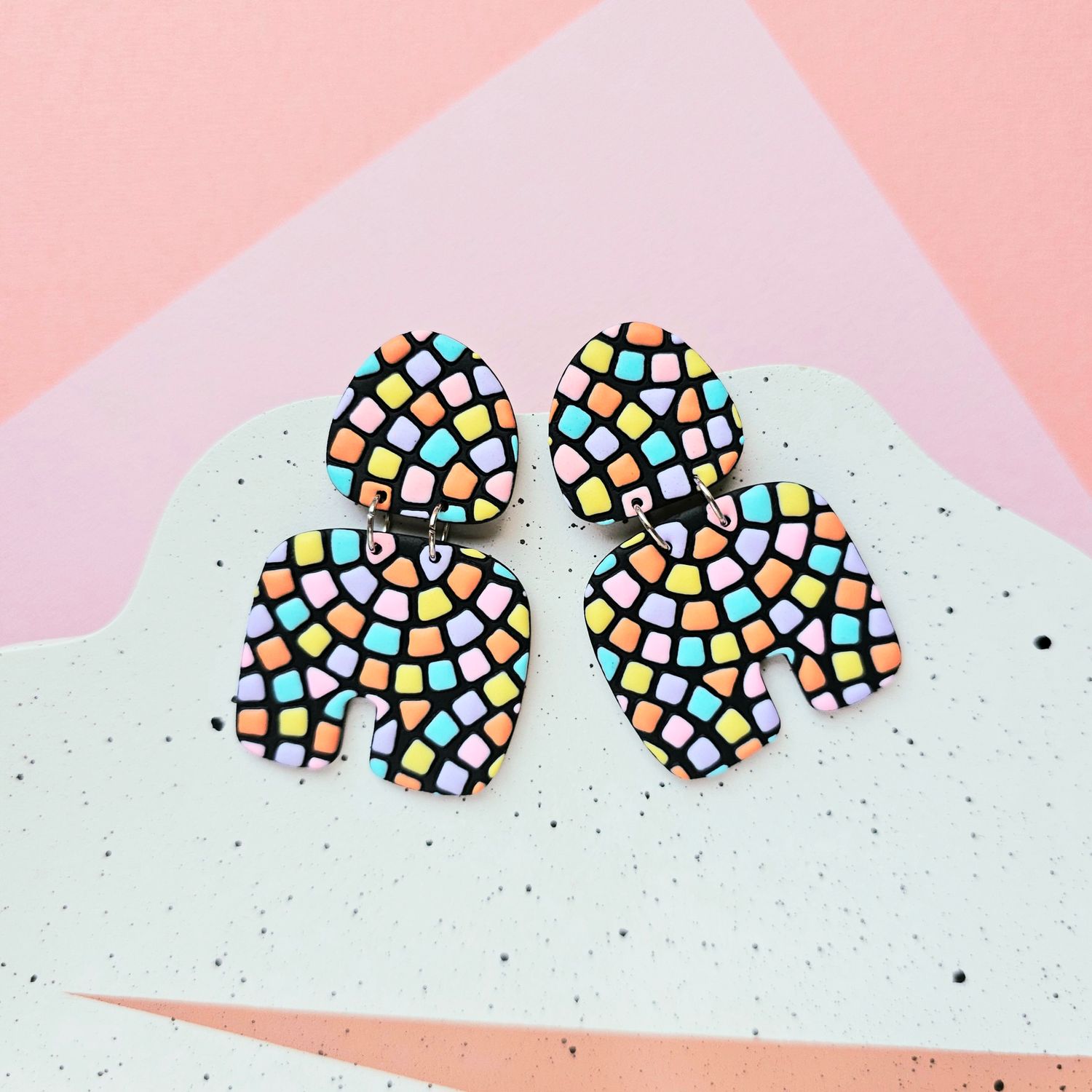 Big Mosaic Style Statement Studs