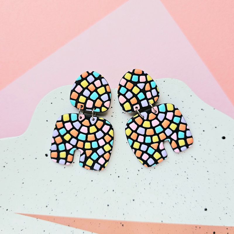 Big Mosaic Style Statement Studs