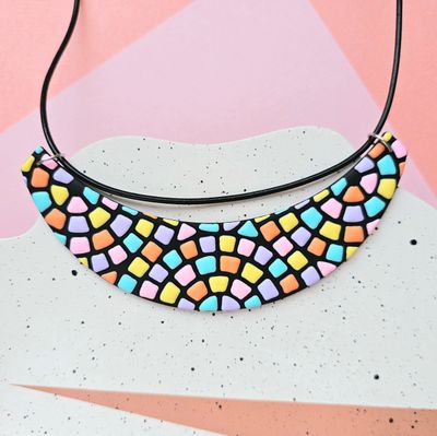 Colourful Mosaic Style Polymer Clay Necklace