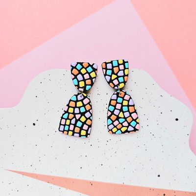 Colourful Mosaic Style Statement Handmade Studs