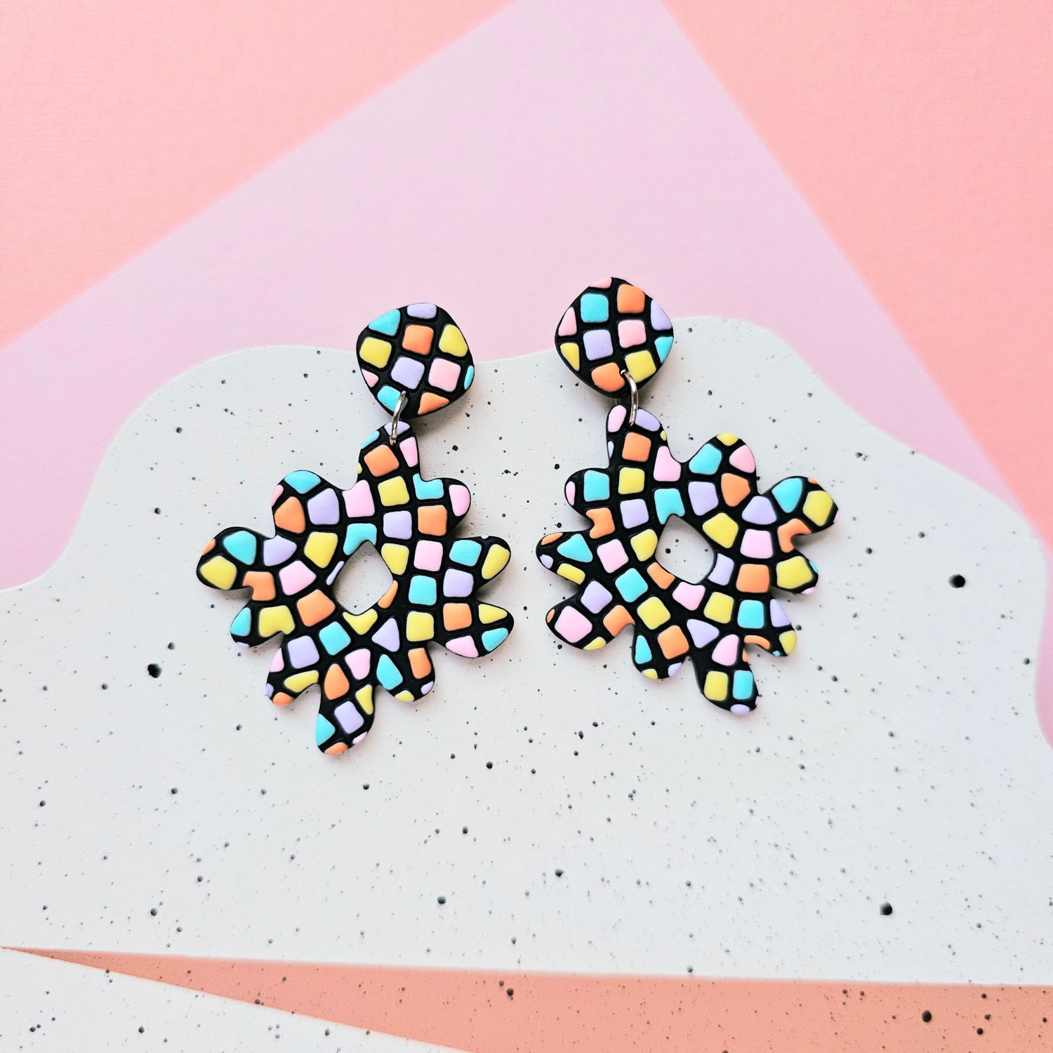 Fun Mosaic Style Statement Studs