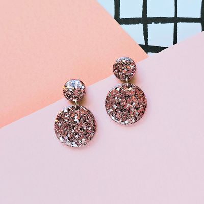 Rose Gold Glitter Elegant Lightweight Resin Earrings