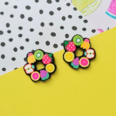 Fruit small hoops polymer clay earrings
