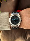 G-SHOCK CasiOak Black Silver - with black and blue watch dial