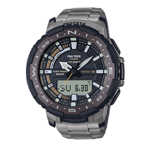Pro Trek Men PRT-B70  Bluetooth Fishing Titanium