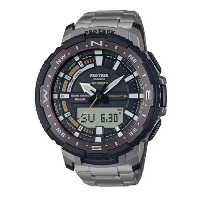 Pro Trek Men PRT-B70  Bluetooth Fishing Titanium