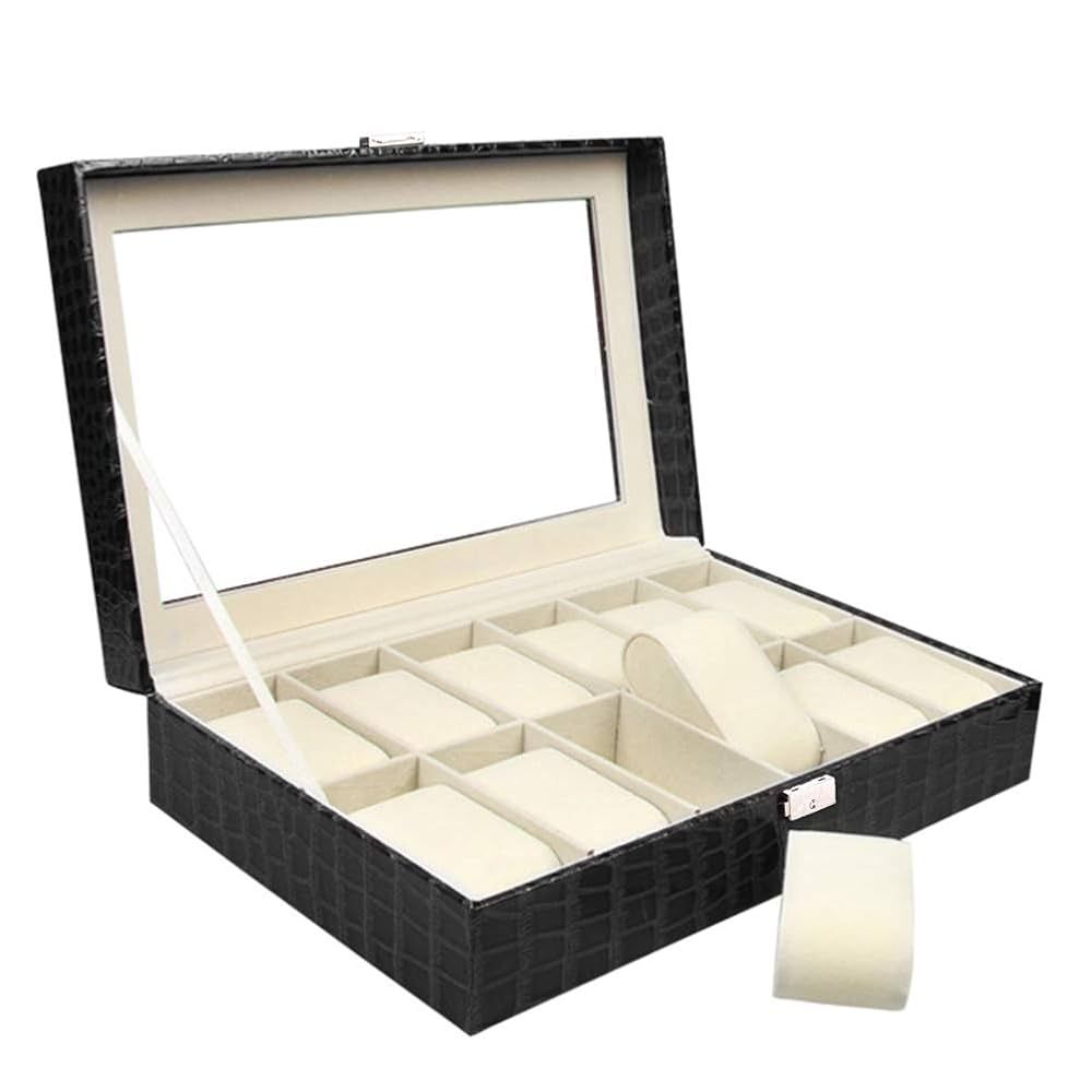 LEATHER BOX BLACK CROCO 12 PIECES