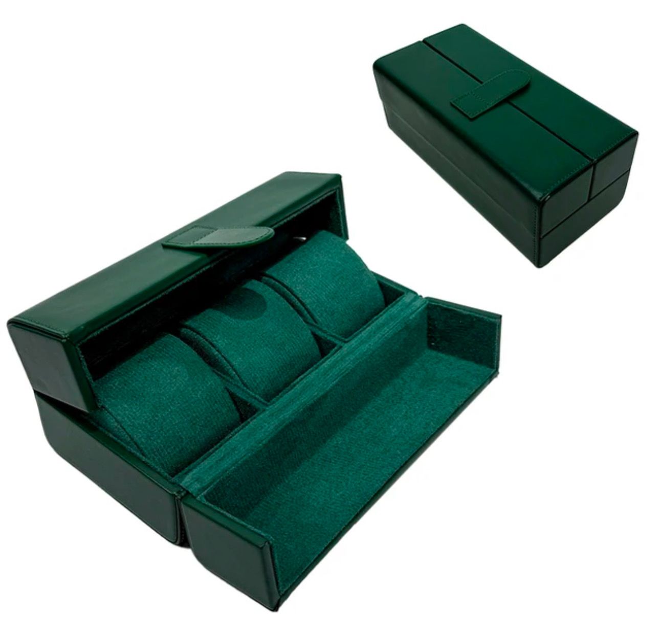 LEATHER BOX GREEN 3 PIECES