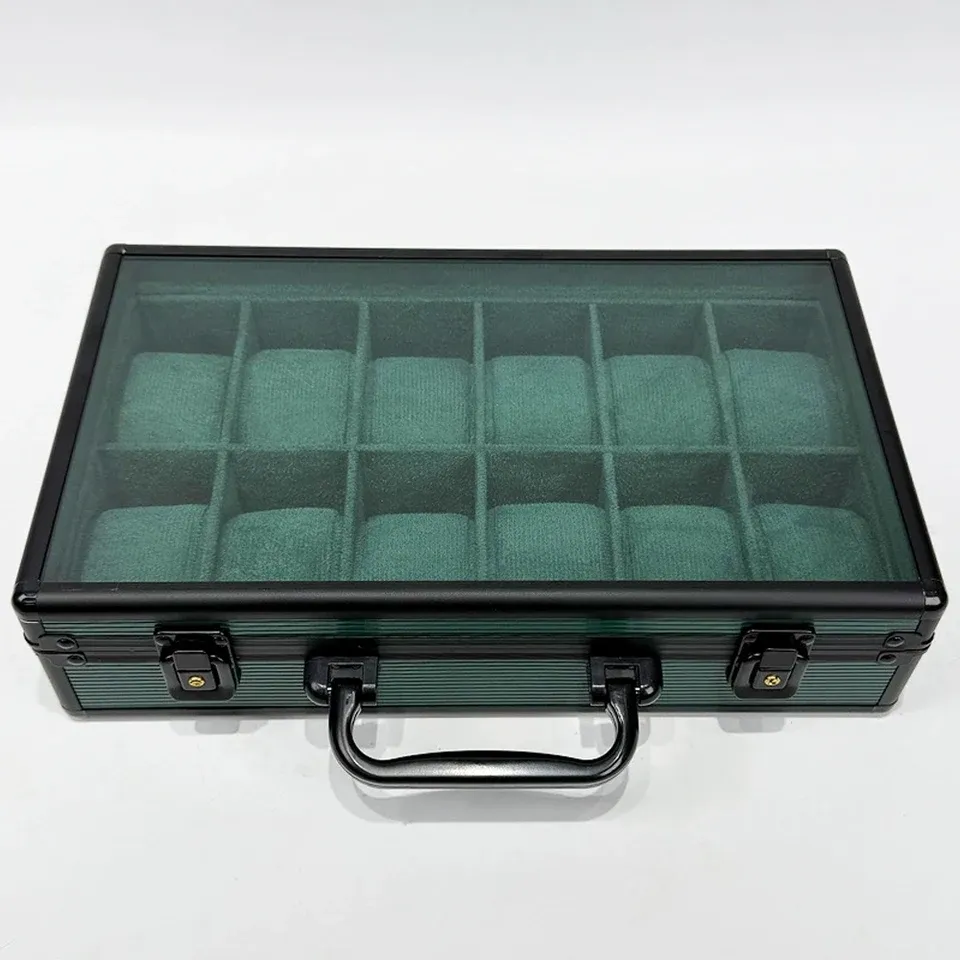 STAINLESS BOX GREEN AND BLACK 12 PIECES