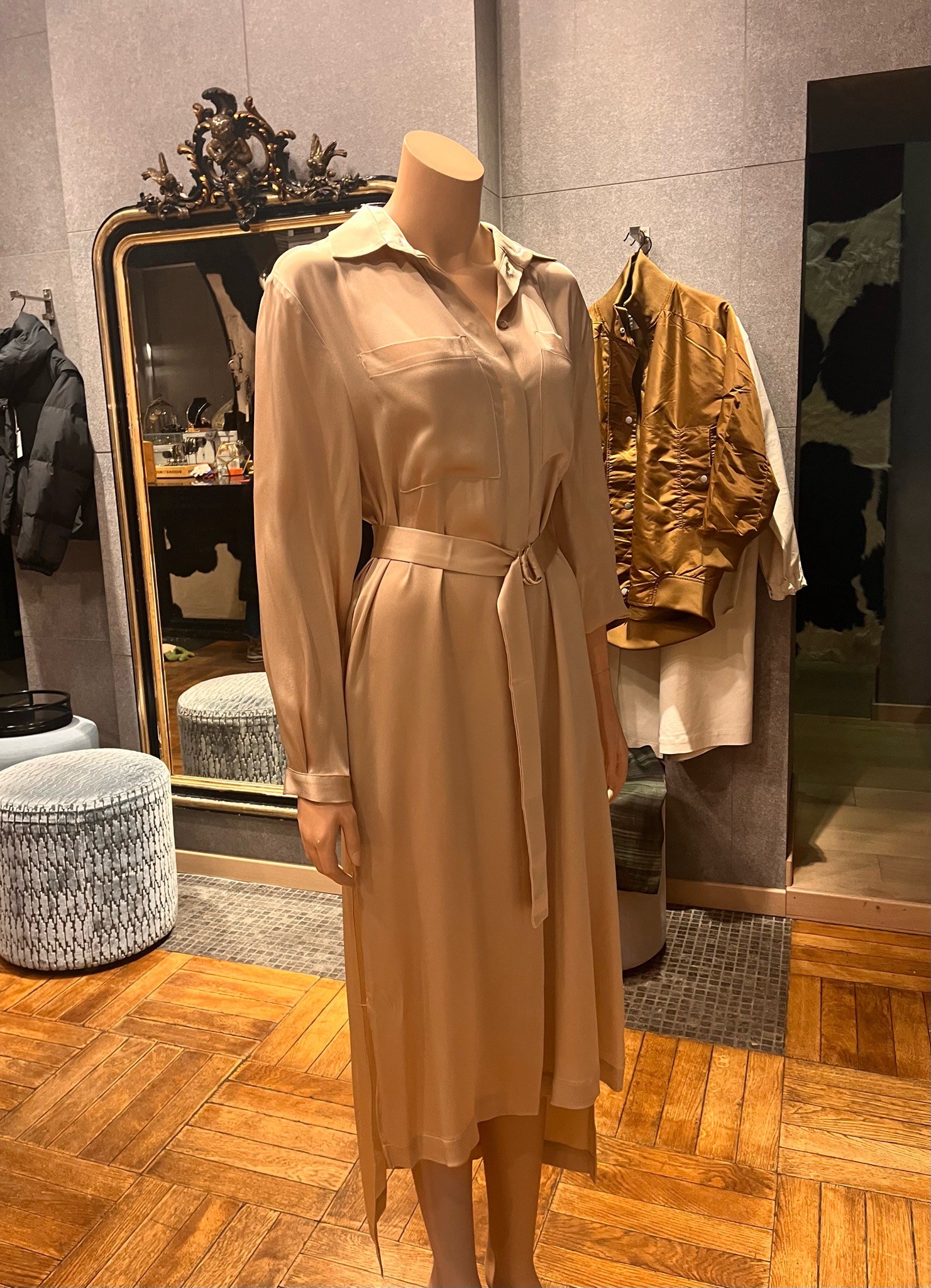 SEMICOUTURE Light Camel Satijnen Jurk