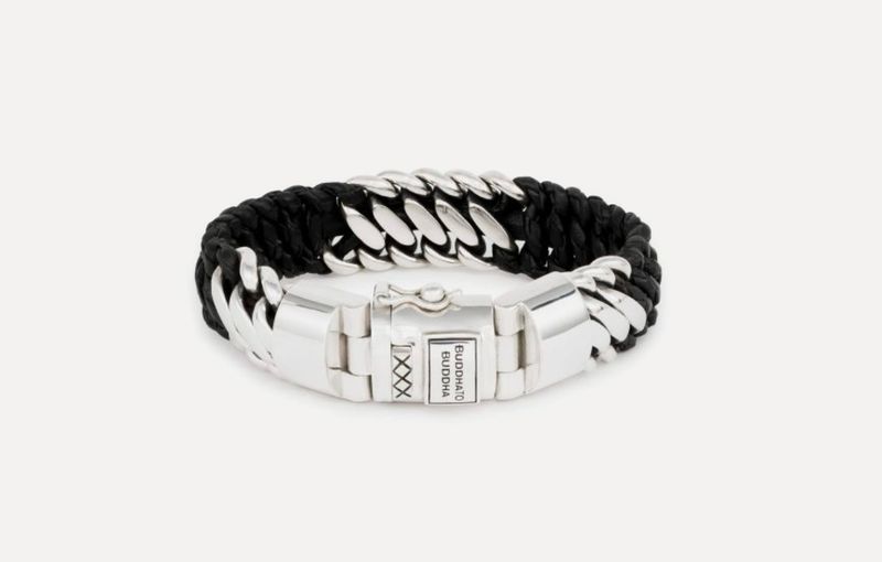 Buddha to Buddha Ben armband mix leder & zilver