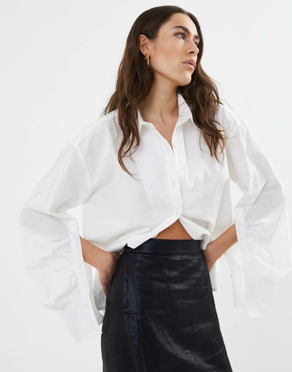 RABENS SALONER Lourdes poplin cuff detail shirt