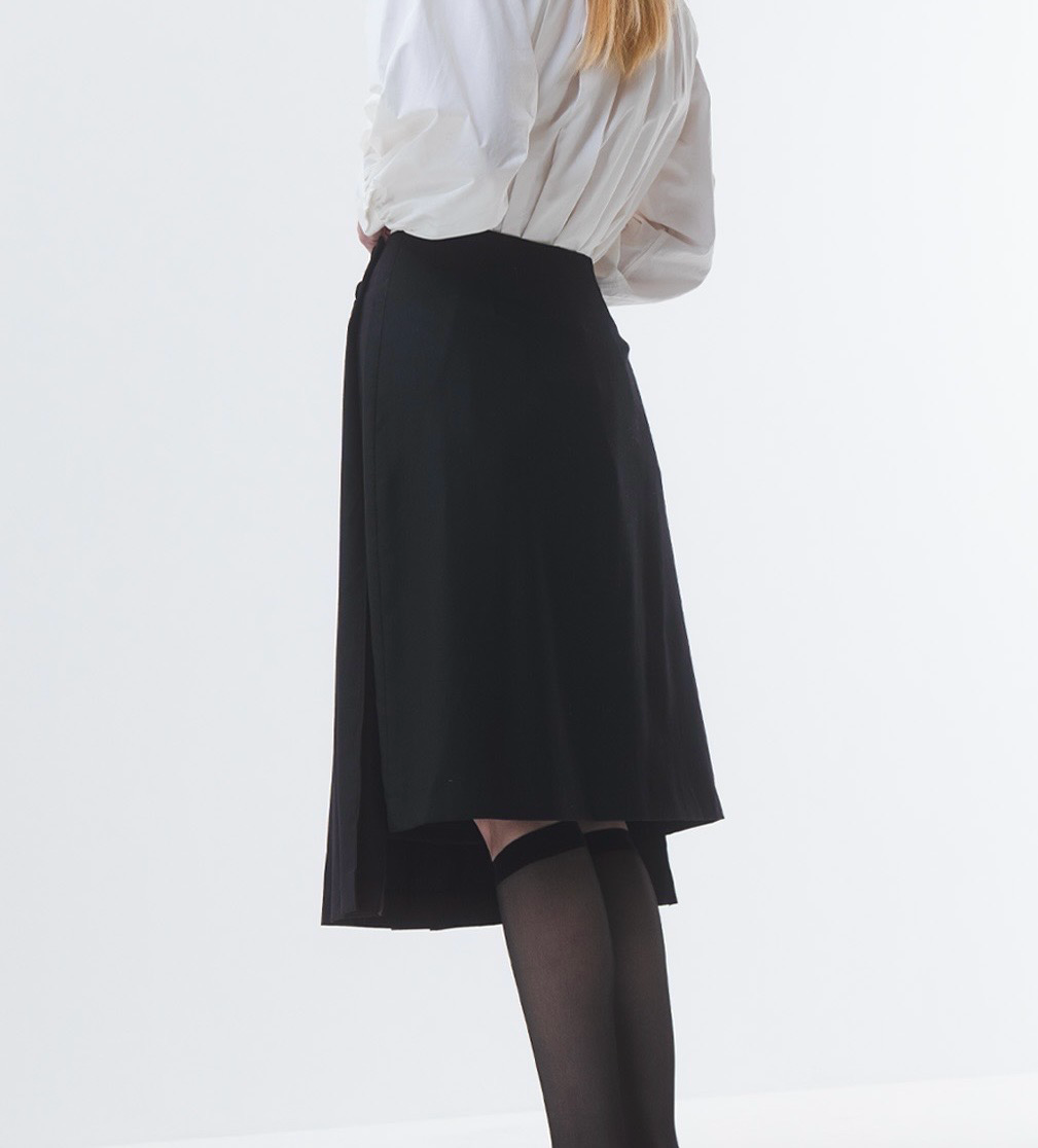 EMIN PAUL geplooide wollen rok