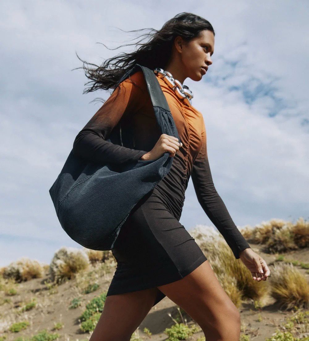 RABENS SALONER denim shoulder bag