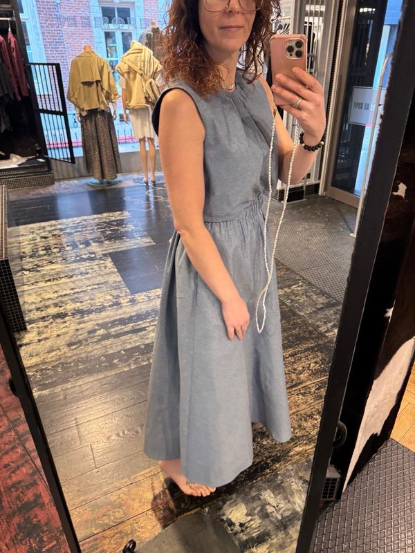 EMIN and PAUL denim dress with bow detail
