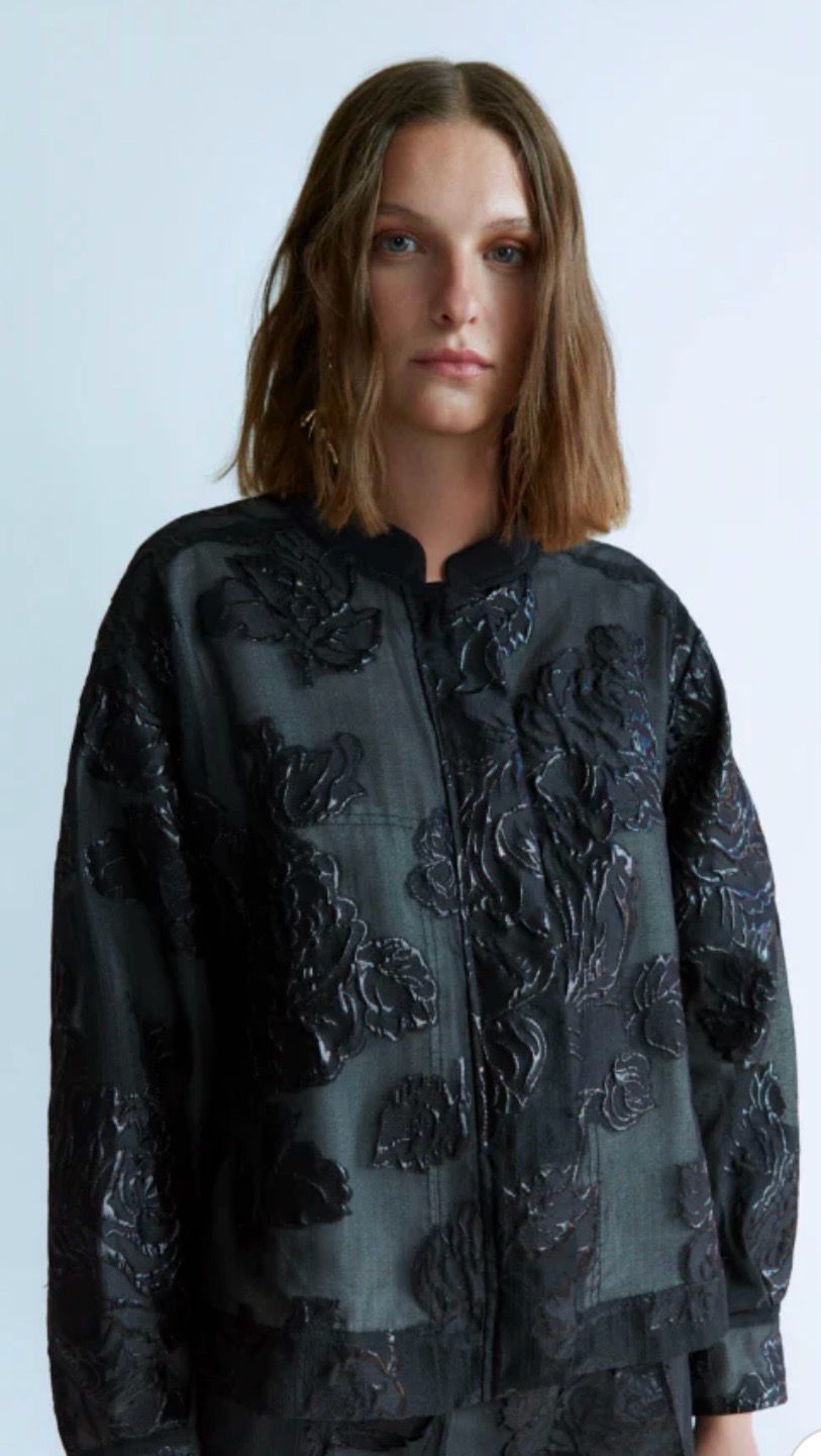 Psophia artistic metal bead jacket Organza