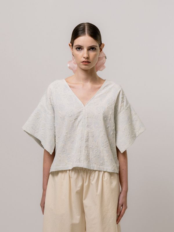 EMIN + PAUL sky jacquard blouse
