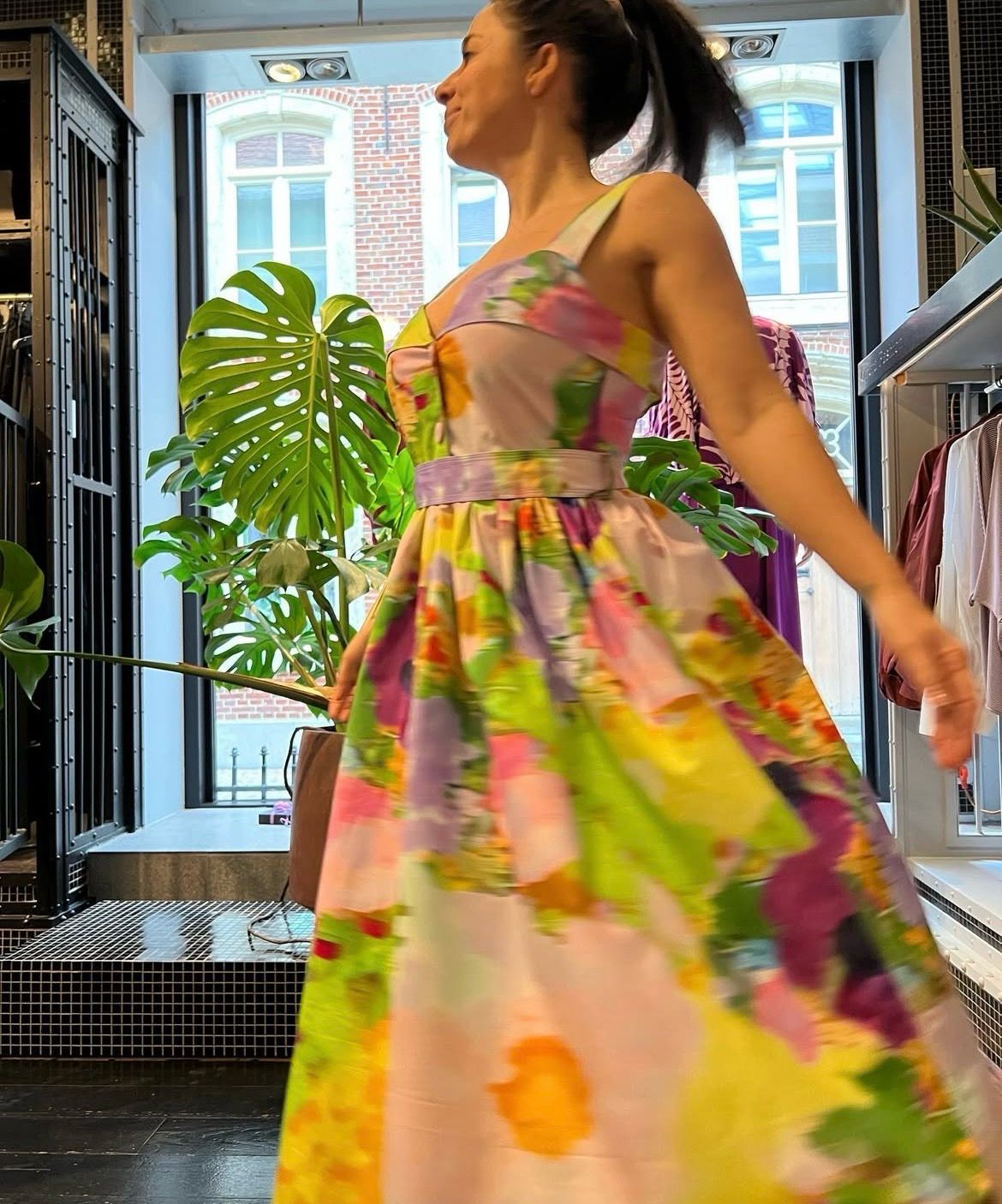 Stine Goya poplin faded floral jurk