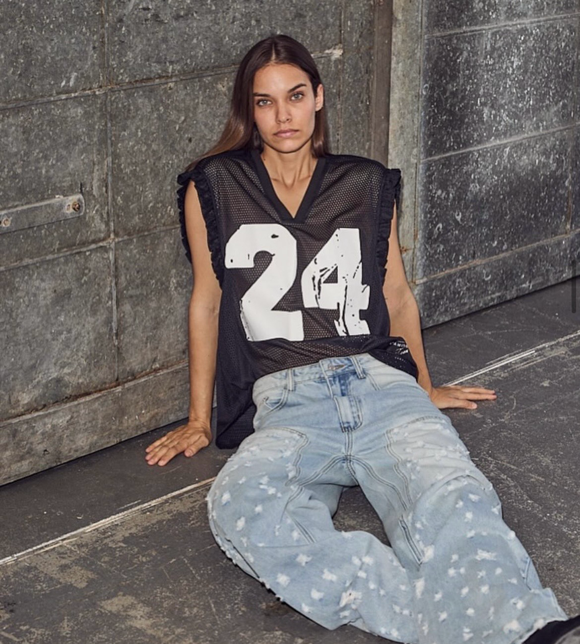 Haute l’amitié bleach distressed patch jeans 