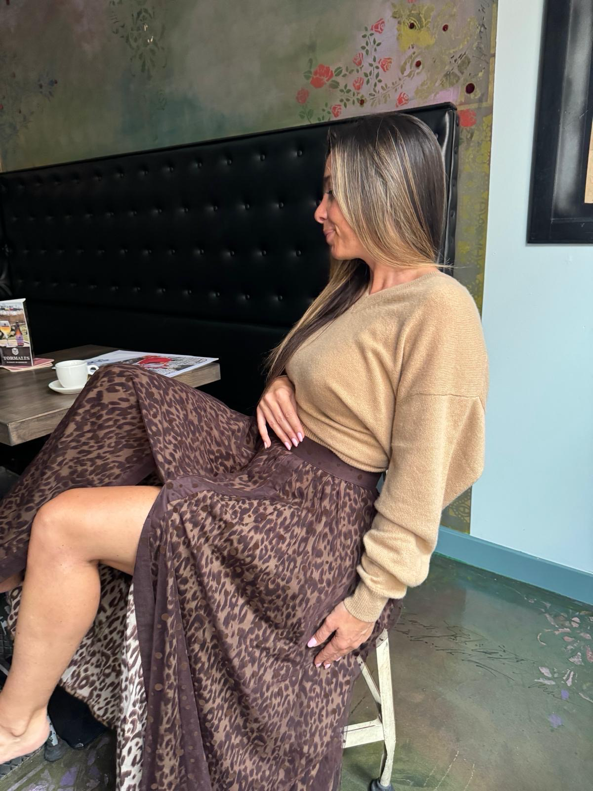 RABENS SALONER Brown leopard rok