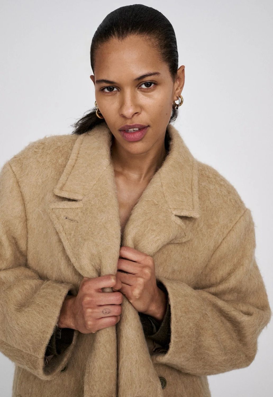 RABENS SALONER Leanna oversized coat Oatmeal