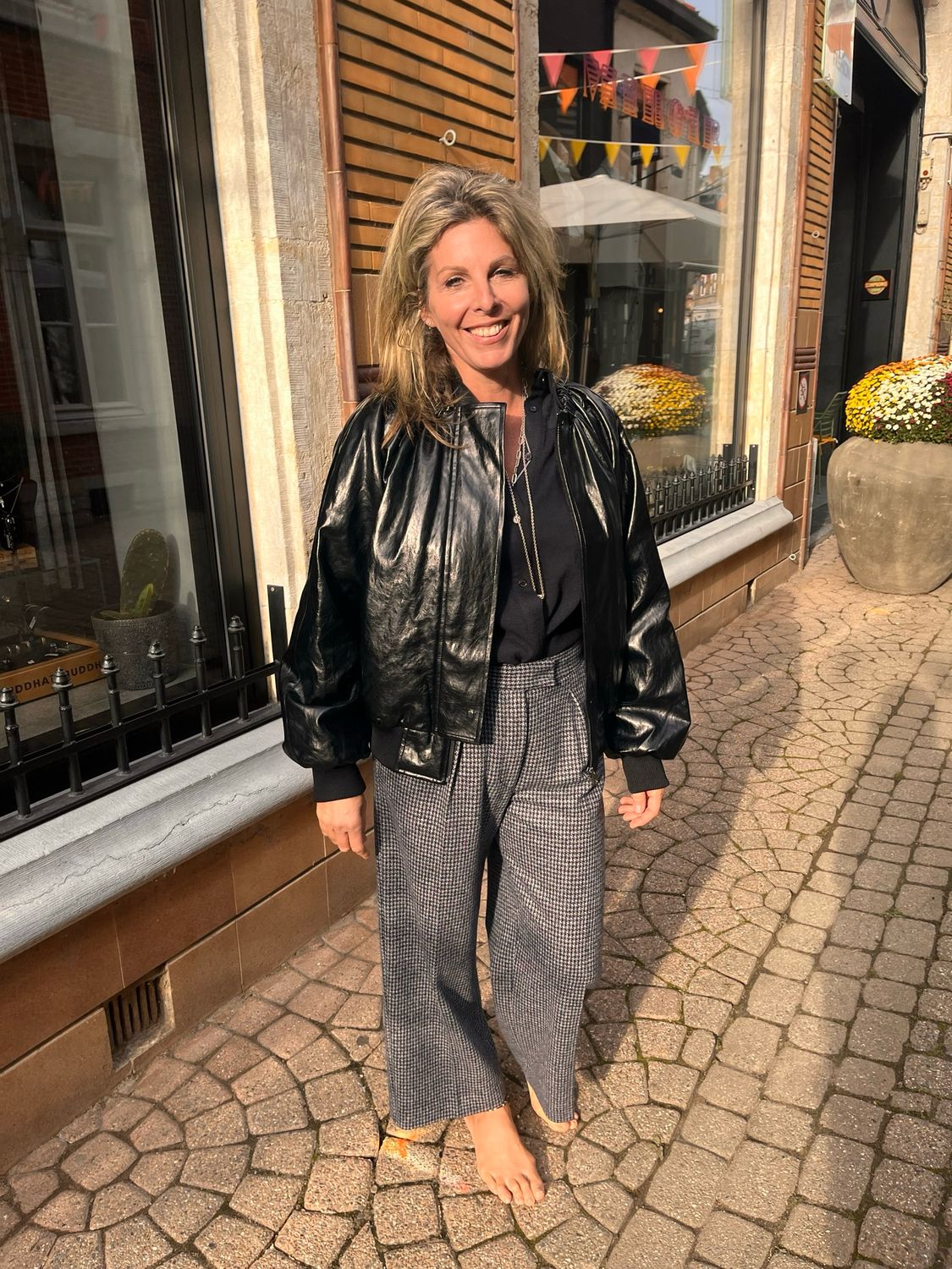 EMIN + PAUL Black Ruched Collar Leather Jacket