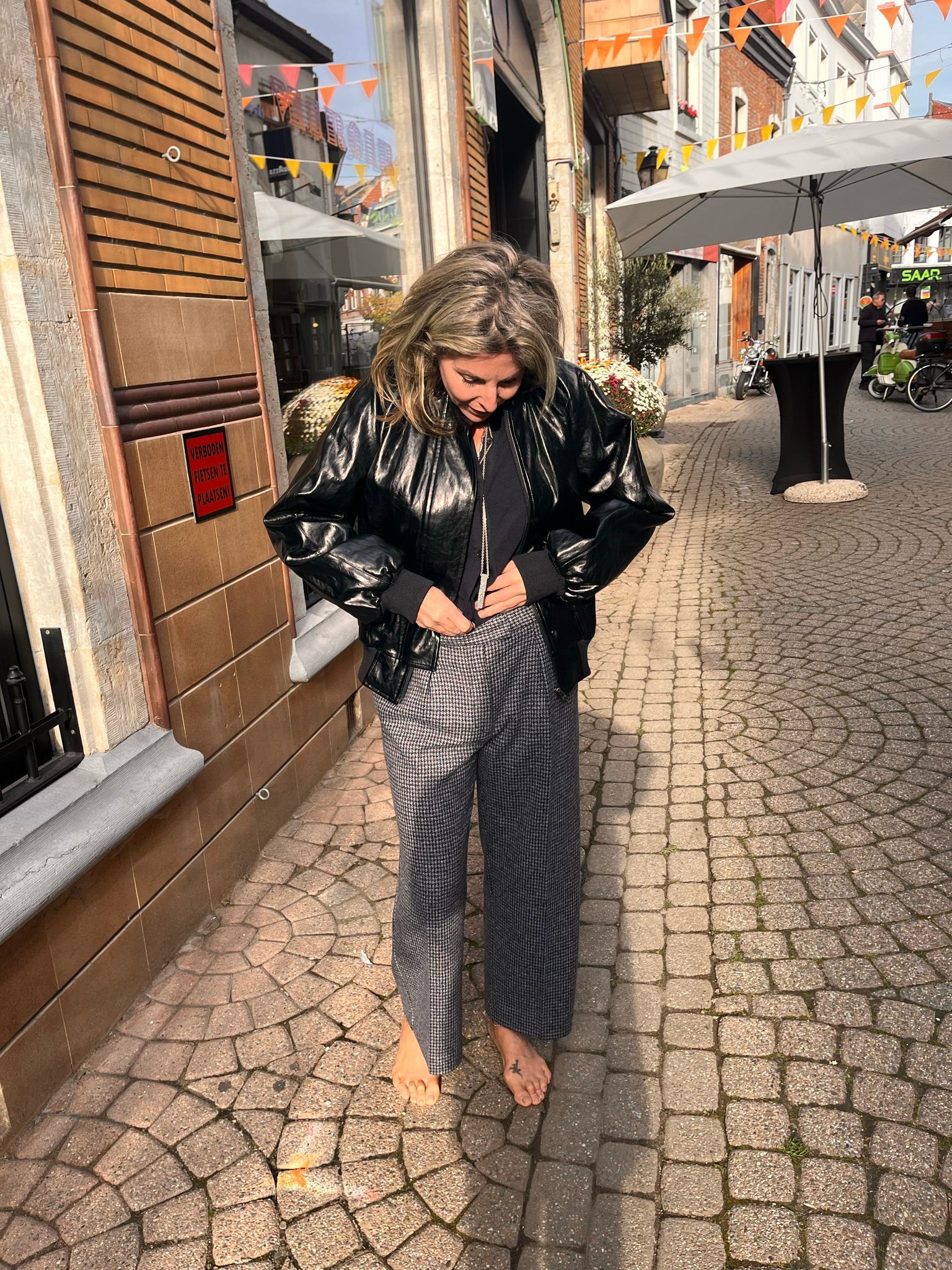 EMIN + PAUL Black Ruched Collar Leather Jacket