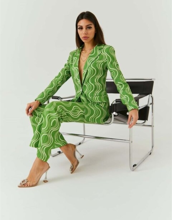 Printed Green/White Suit