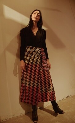 Retro Printed & Waisted Skirt