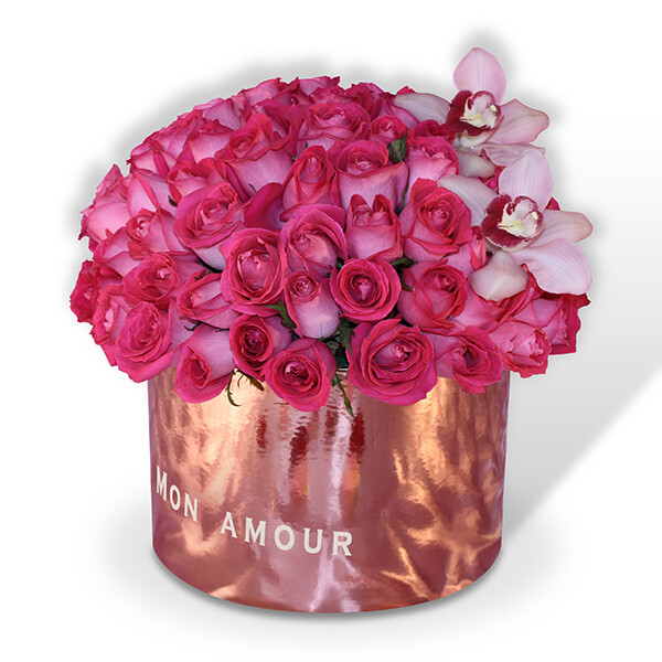 Caja de 100 rosas Premium rosa o rojo I GISELLE F-0116 Caja de 100 rosas Premium rosa o rojo I GISELLE F-0116