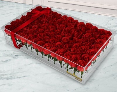 90 Rosas Rojas en caja Acrílico  |  TRESOR